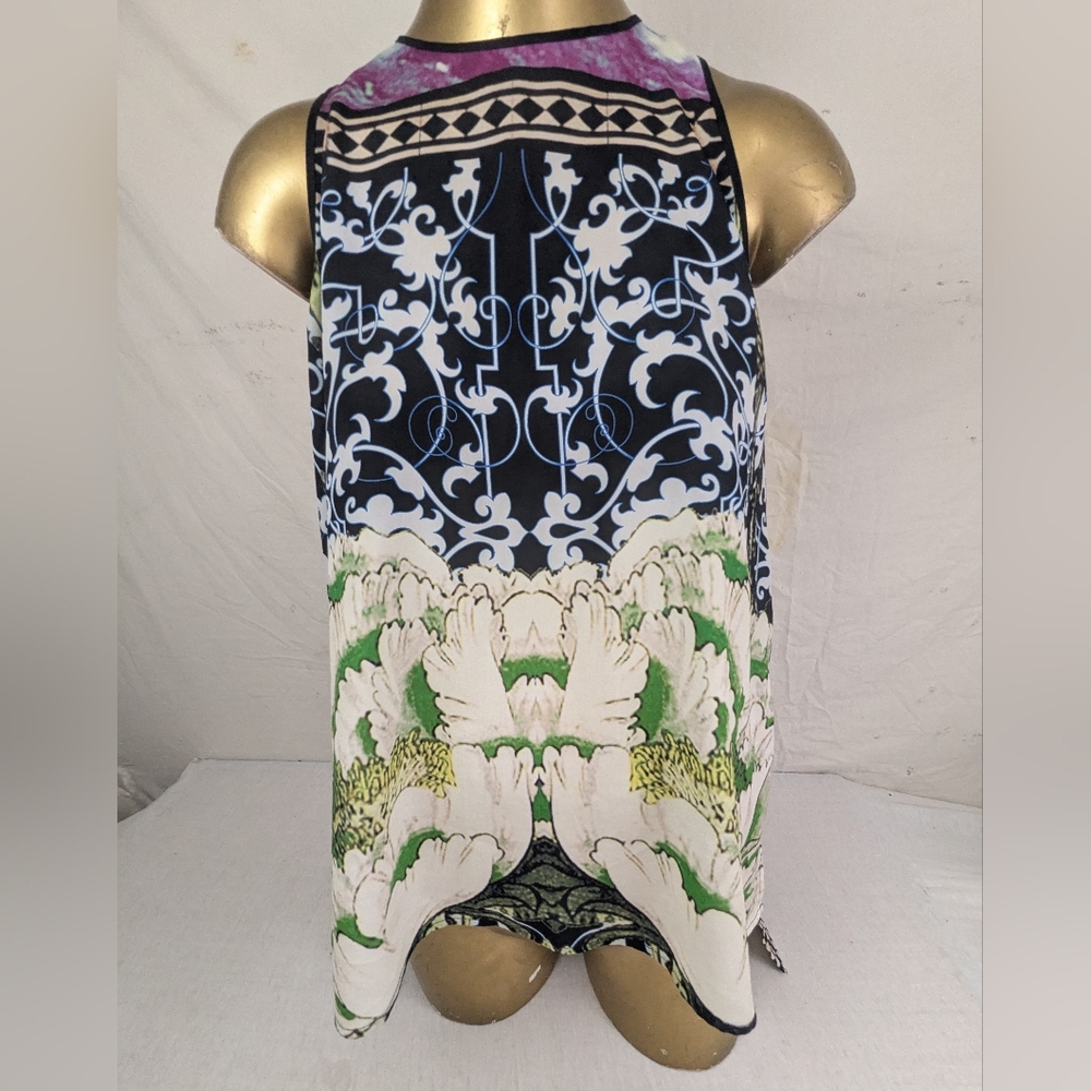 Clover Canyon Beautiful & Colorful Sleeveless Abstract Floral Blouse Medium